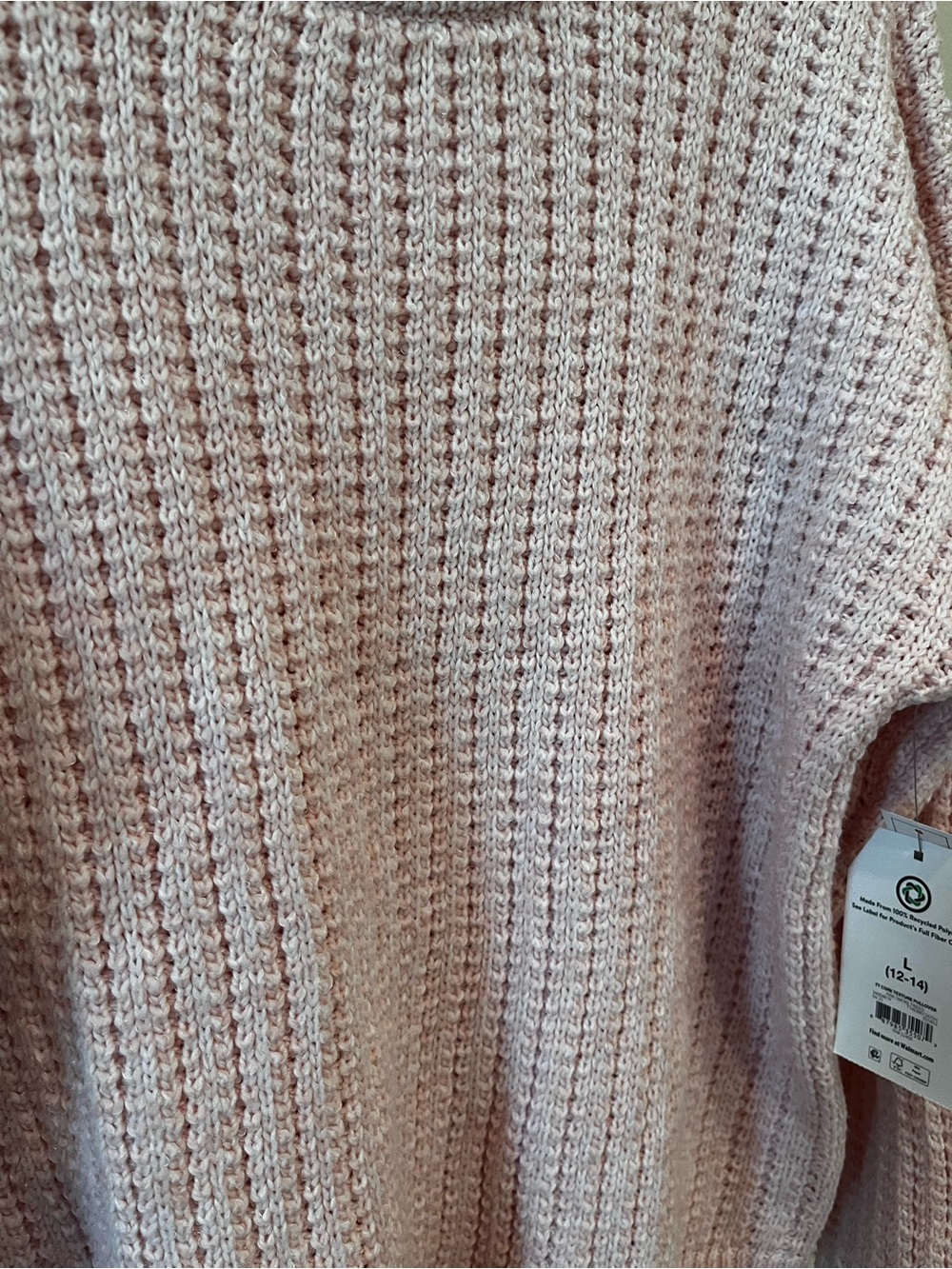 NWT Women's Pink Waffle-Knit Crewneck Sweater - Picture 2 of 4